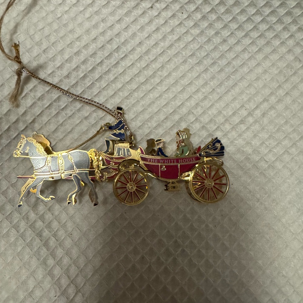 Gold and Silver Horse-Drawn Carriage Ornament